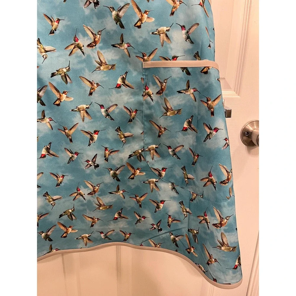 Criss Cross Apron Pockets: Hummingbird Print, S-L Cottagecore Crossback Apron